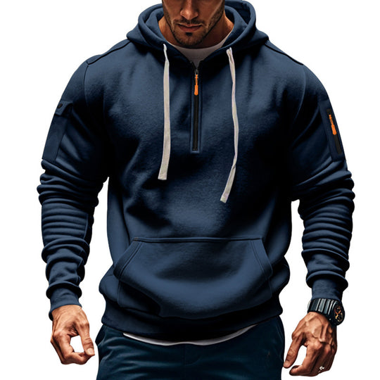 Herren Kapuzenpullover mit modernem Reißverschluss und praktischen Taschen Heidi-Mode