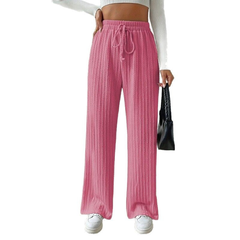 Damen entspannendes Strick-Loungewear-Set mit hoher Taille und weitem Bein Heidi-Mode