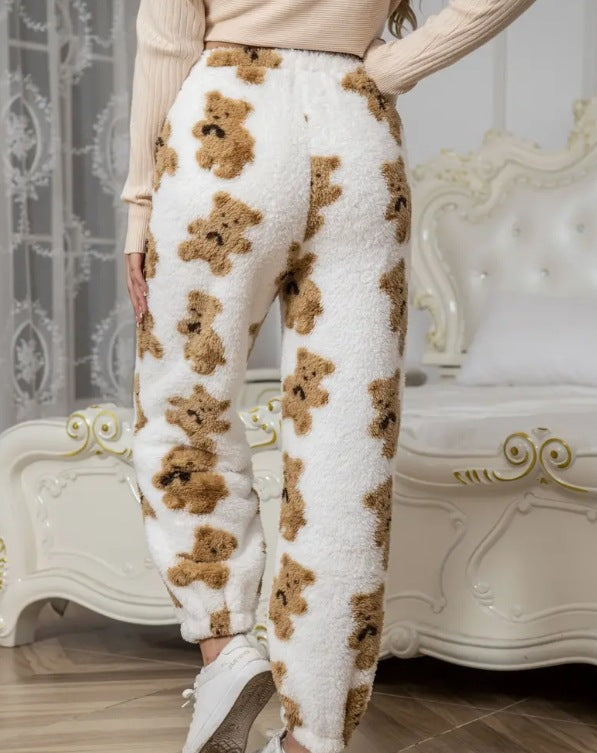 Damen kuschelige Fleece-Hose mit Leopardenmuster Heidi-Mode