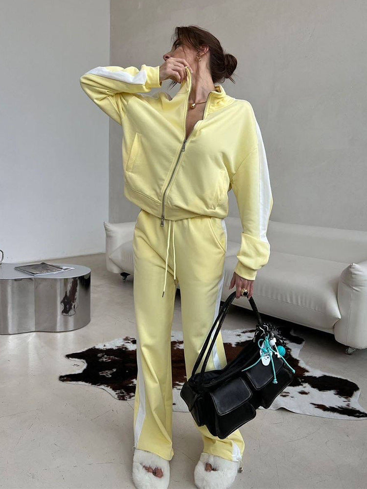Damen sportlicher Fleece-Jogginganzug mit elastischem Bund und praktischen Taschen Heidi-Mode