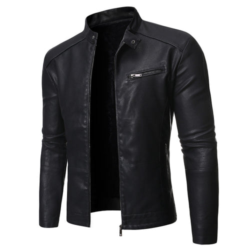 Herren elegante Motorradjacke mit modernem Stehkragen Heidi-Mode