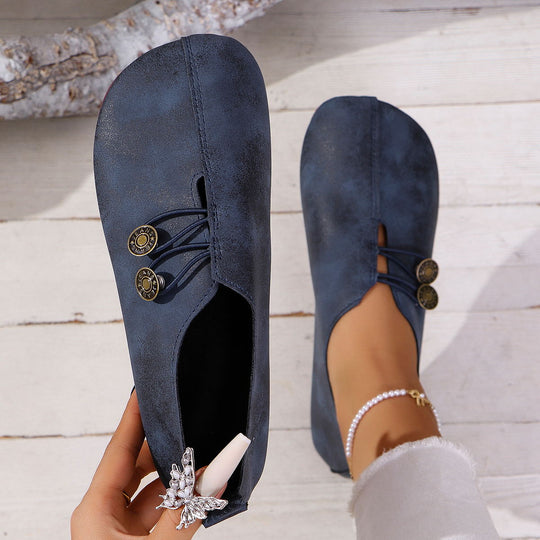 Damen Mokassins mit modischem Schlupfdesign und dekorativen Knopfdetails Heidi-Mode