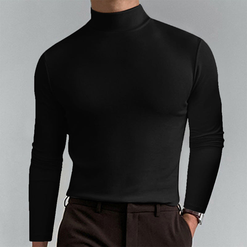 Herren Elegantes Langarm-T-Shirt mit hohem Kragen Heidi-Mode