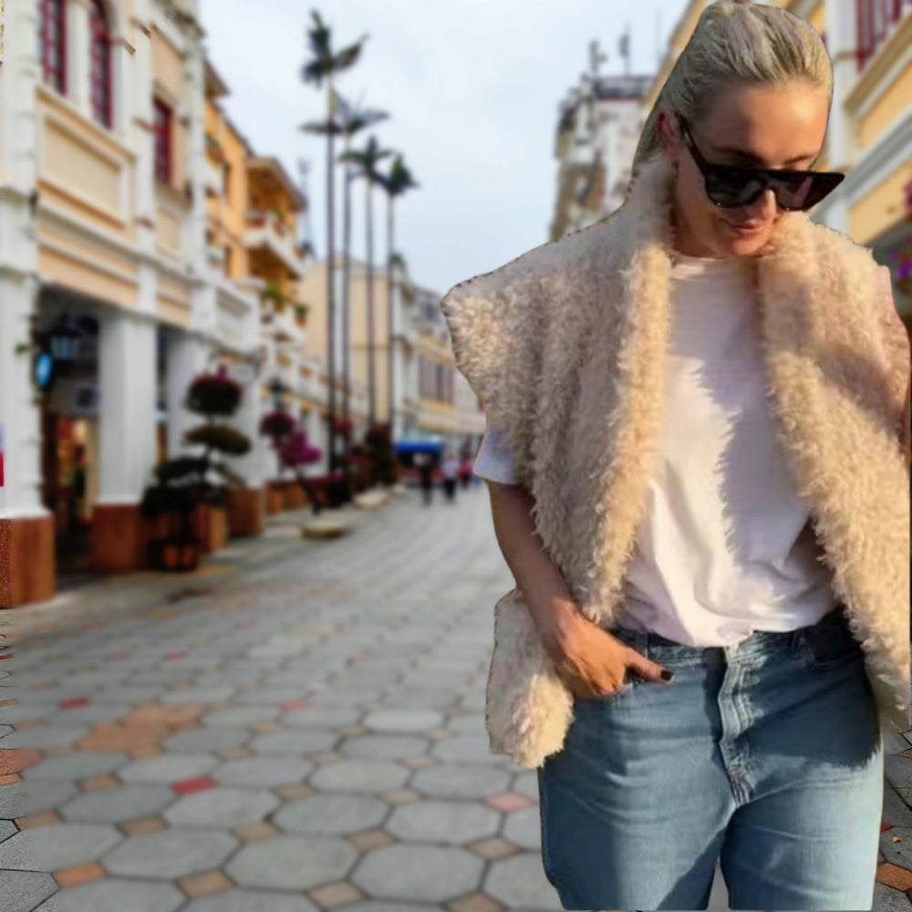 Damen Fleece-Weste mit innovativen Überwurf-Details und praktischen Taschen Heidi-Mode