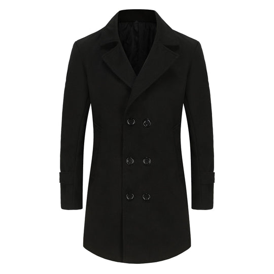 Herren eleganter Doppelreiher-Mantel mit schmalem Schnitt und gefüttertem Innenfutter Heidi-Mode