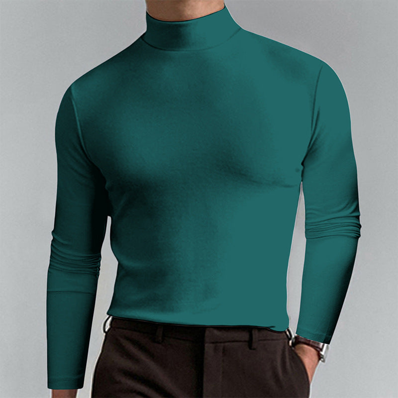 Herren Elegantes Langarm-T-Shirt mit hohem Kragen Heidi-Mode
