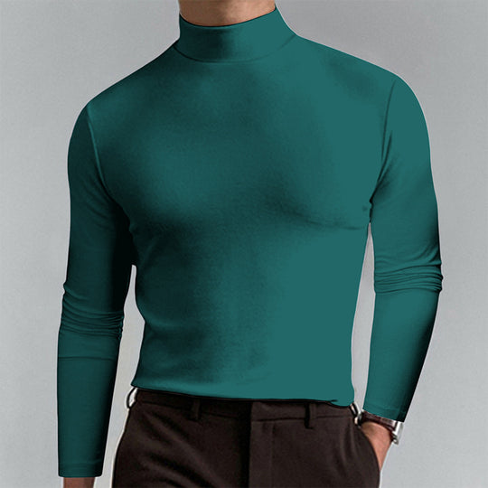 Herren Elegantes Langarm-T-Shirt mit hohem Kragen Heidi-Mode