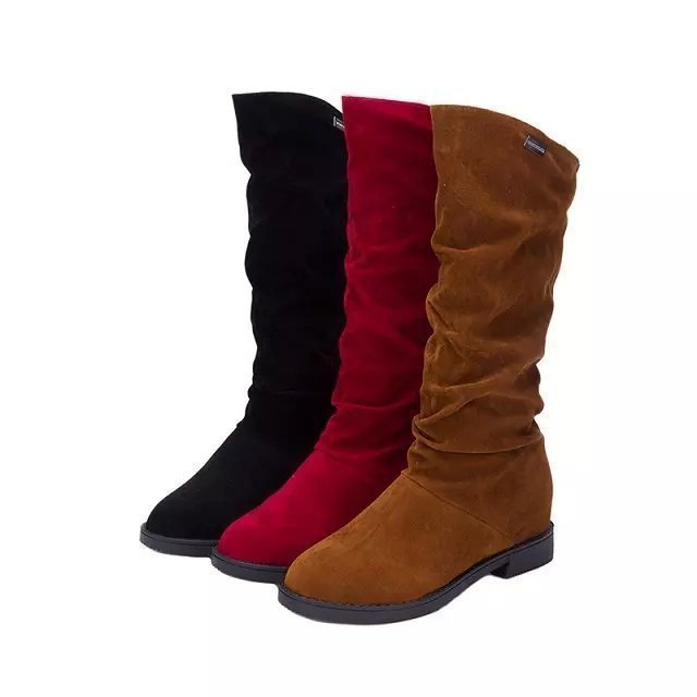 Damen Overkneestiefel aus weichem Wildlederimitat mit elegantem Falten-Design und rutschfester Sohle Heidi-Mode