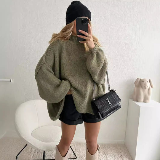 Damen Oversized Strickpullover mit weichem Material und modischen Ärmeln Heidi-Mode