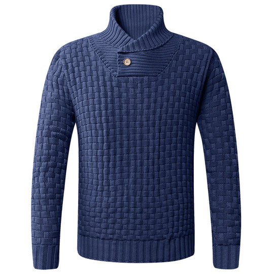 Herren Strickpullover mit modernem Zopfmuster und Stehkragen Heidi-Mode