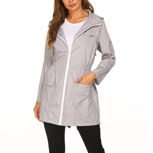 Damen Outdoor-Jacke mit verstellbarer Kapuze und elastischem Bund Heidi-Mode