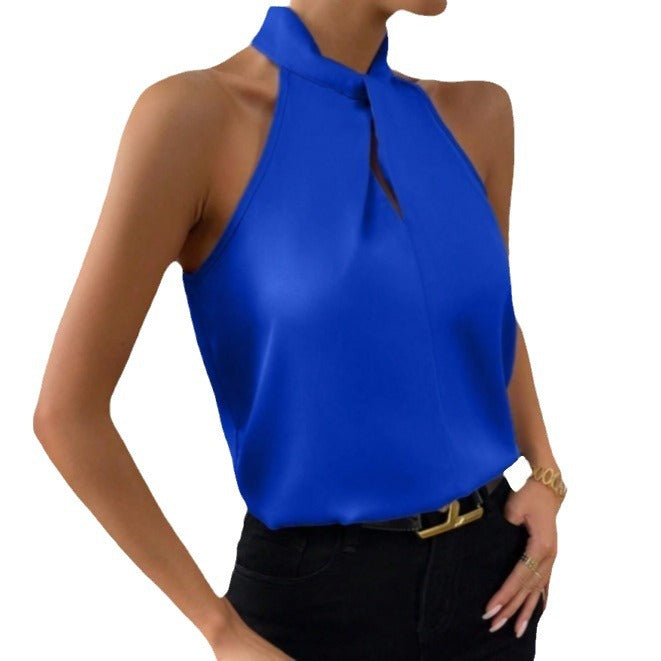 Heidi-Mode | Damen Knoten Hals Stil Top Seide