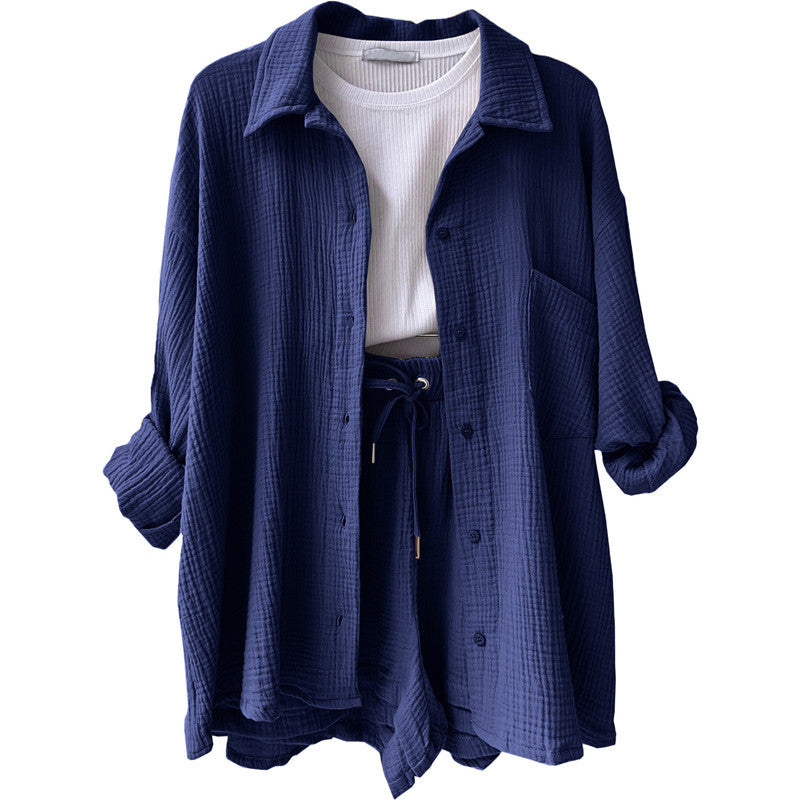 Damen lässige Oversized-Hemdjacke mit Gürtel Heidi-Mode
