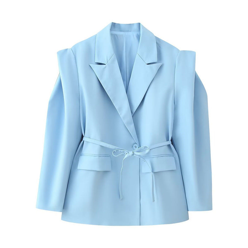 Damen modischer Blazer mit taillierbarem Gürtel und oversized Schnitt Heidi-Mode