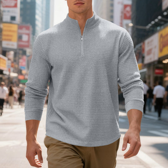 Herren funktionales Langarmshirt mit modernem Stehkragen und Reißverschluss Heidi-Mode