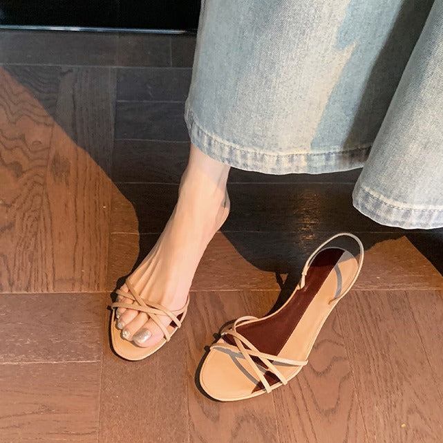 Damen Minimalistische Schnallen Flache Sandalen Heidi-Mode