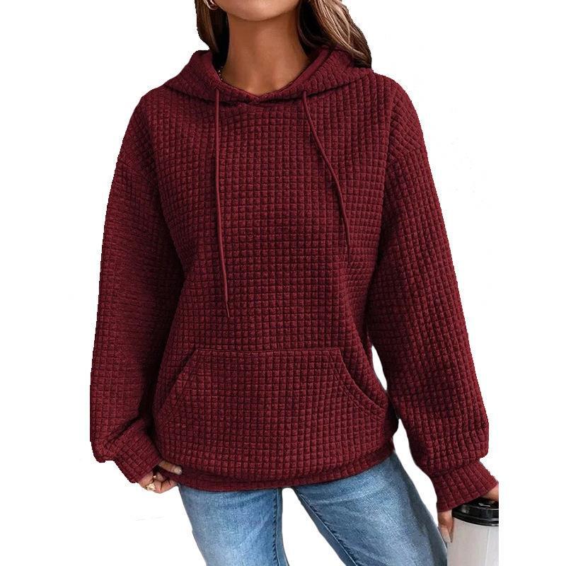 Damen lässiger Hoodie mit strukturierter Oberfläche und praktischer Kängurutasche Heidi-Mode