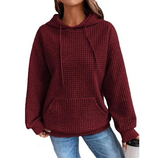Damen lässiger Hoodie mit strukturierter Oberfläche und praktischer Kängurutasche Heidi-Mode