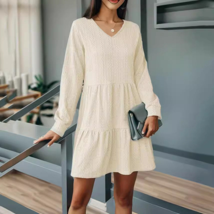 Damen Kleid im lässigen A-Linien Schnitt mit feiner Struktur Heidi-Mode