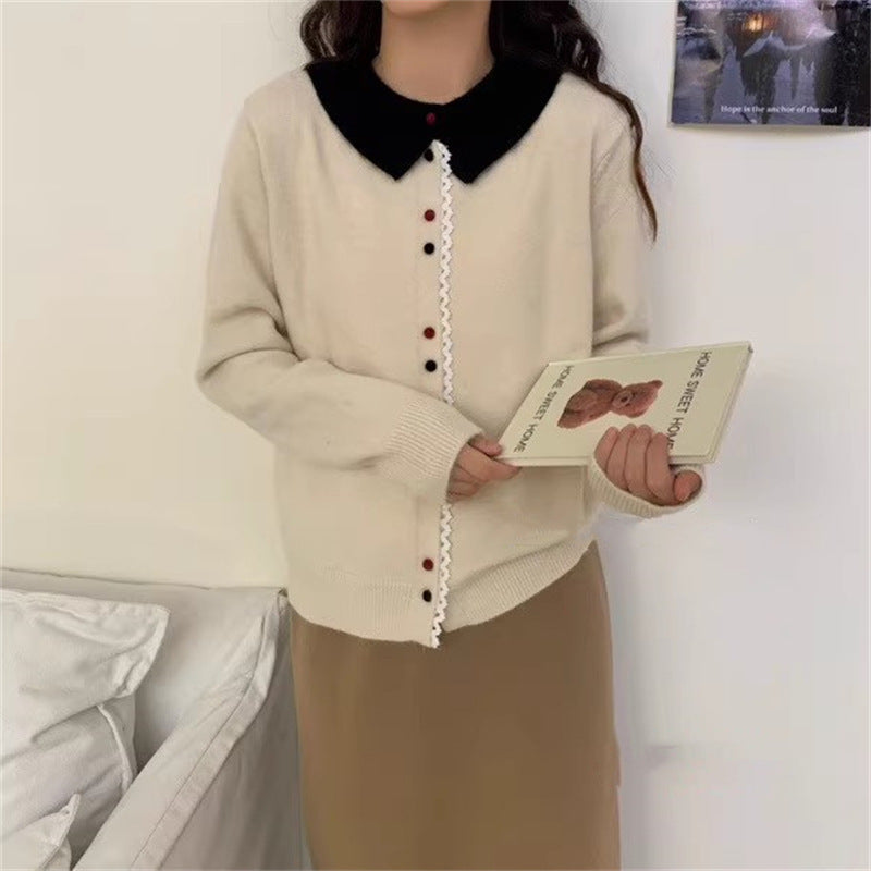 Damen Eleganter Strickcardigan mit Stehkragen und Knopfdetail Heidi-Mode