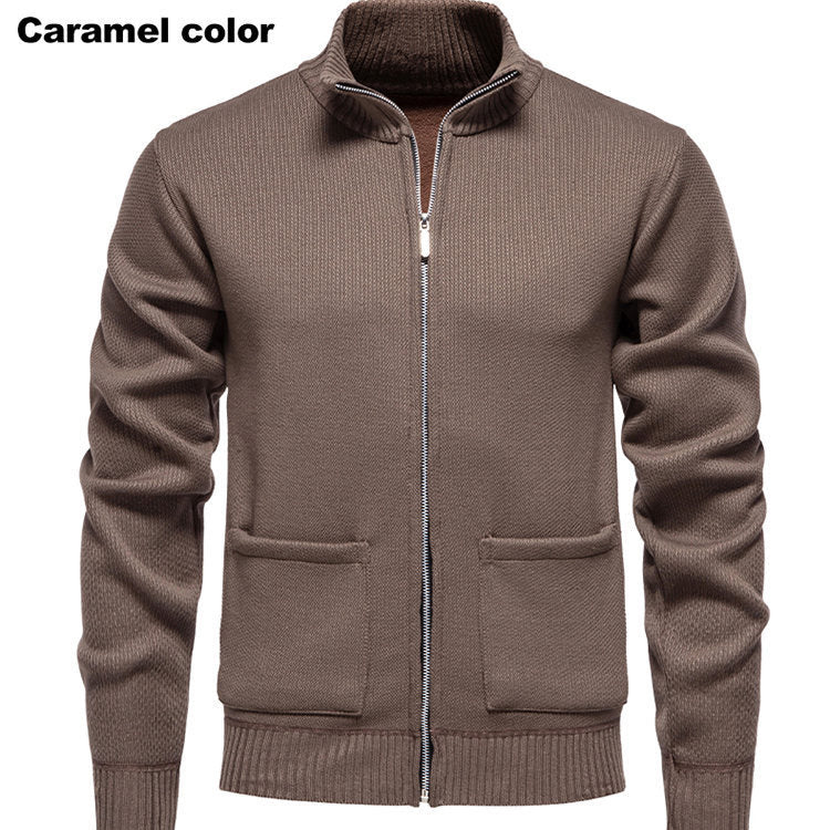 Herren Strickjacke mit durchgehendem Reißverschluss und seitlichen Taschen Heidi-Mode