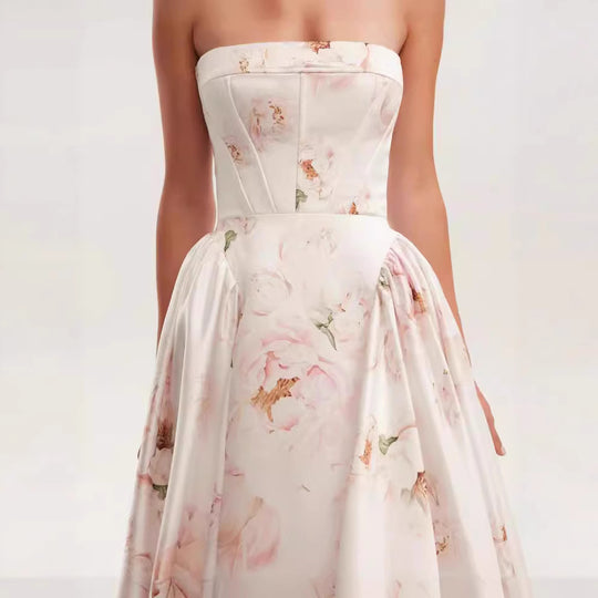 Damen Trachtenkleid mit floralem Design und Bustier-Oberteil Heidi-Mode