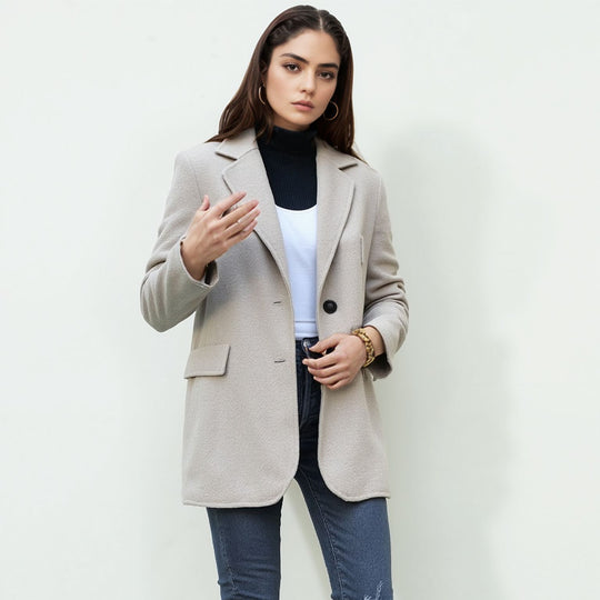 Damen elegante Blazerjacke mit strukturierter Oberfläche und schickem Schnitt Heidi-Mode