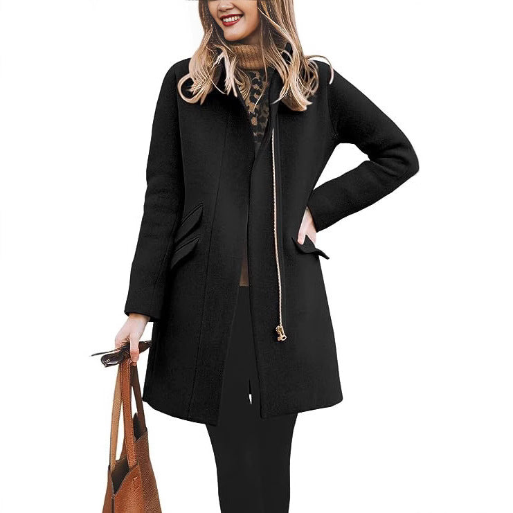 Damen modischer Wollmantel mit asymmetrischem Schnitt Heidi-Mode