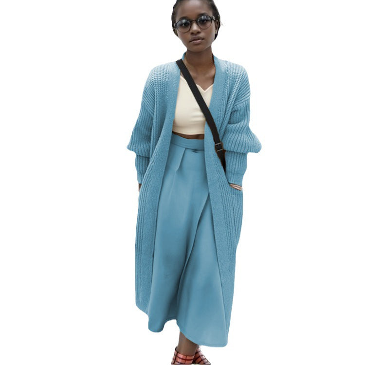 Damen Strickmantel mit lässigem Schnitt und offenen Ärmeln Heidi-Mode