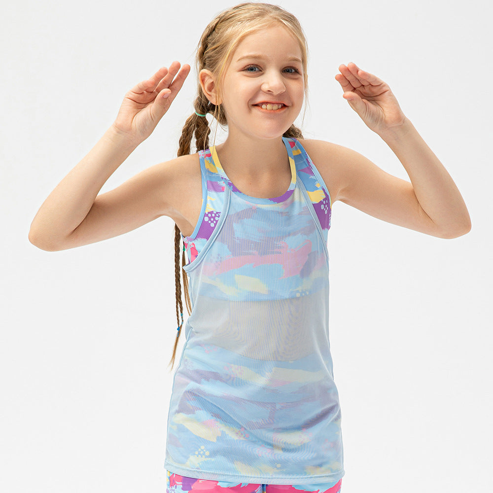 Mädchen Sportliches Tanktop mit bunten Mustern und atmungsaktiver Qualität Heidi-Mode