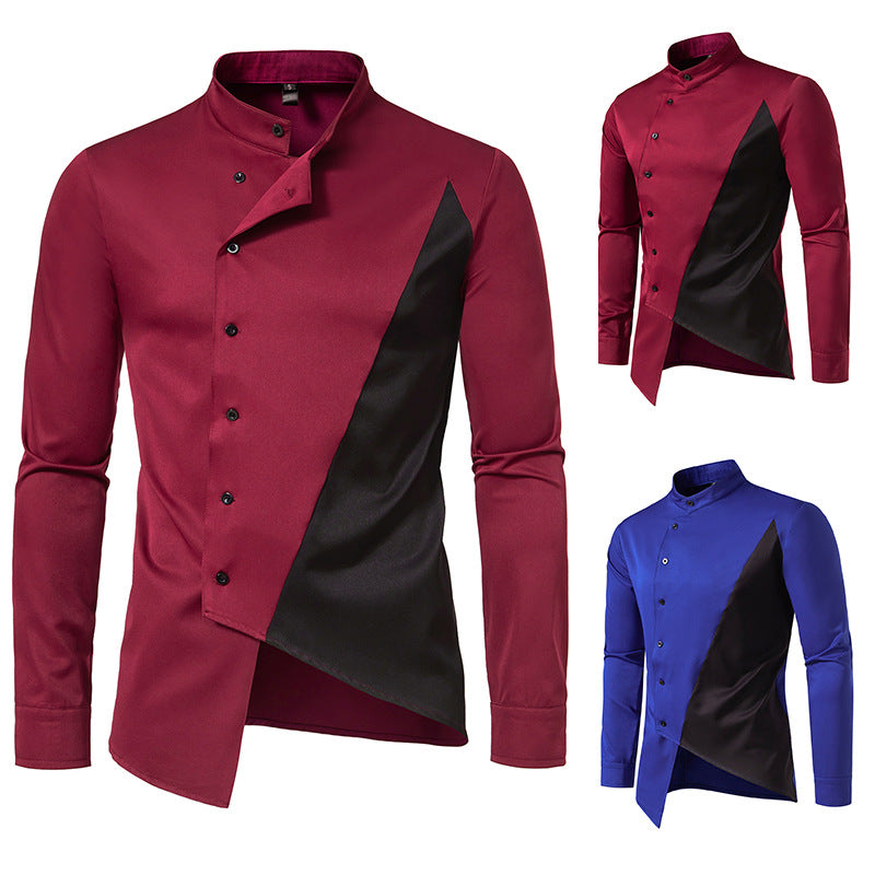 Herren Modern Asymmetrisches Button-Up Hemd Heidi-Mode