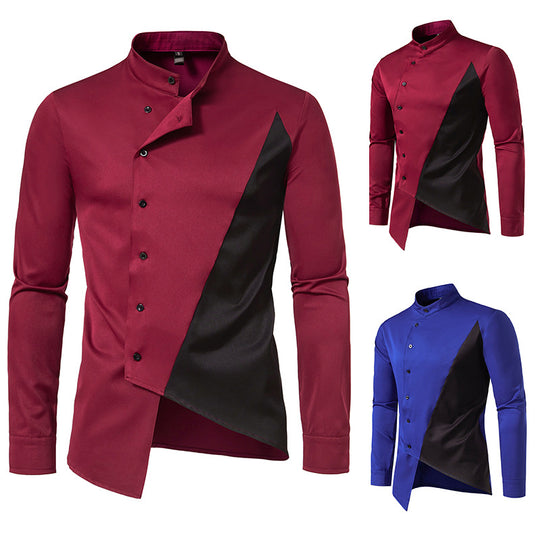 Herren Modern Asymmetrisches Button-Up Hemd Heidi-Mode