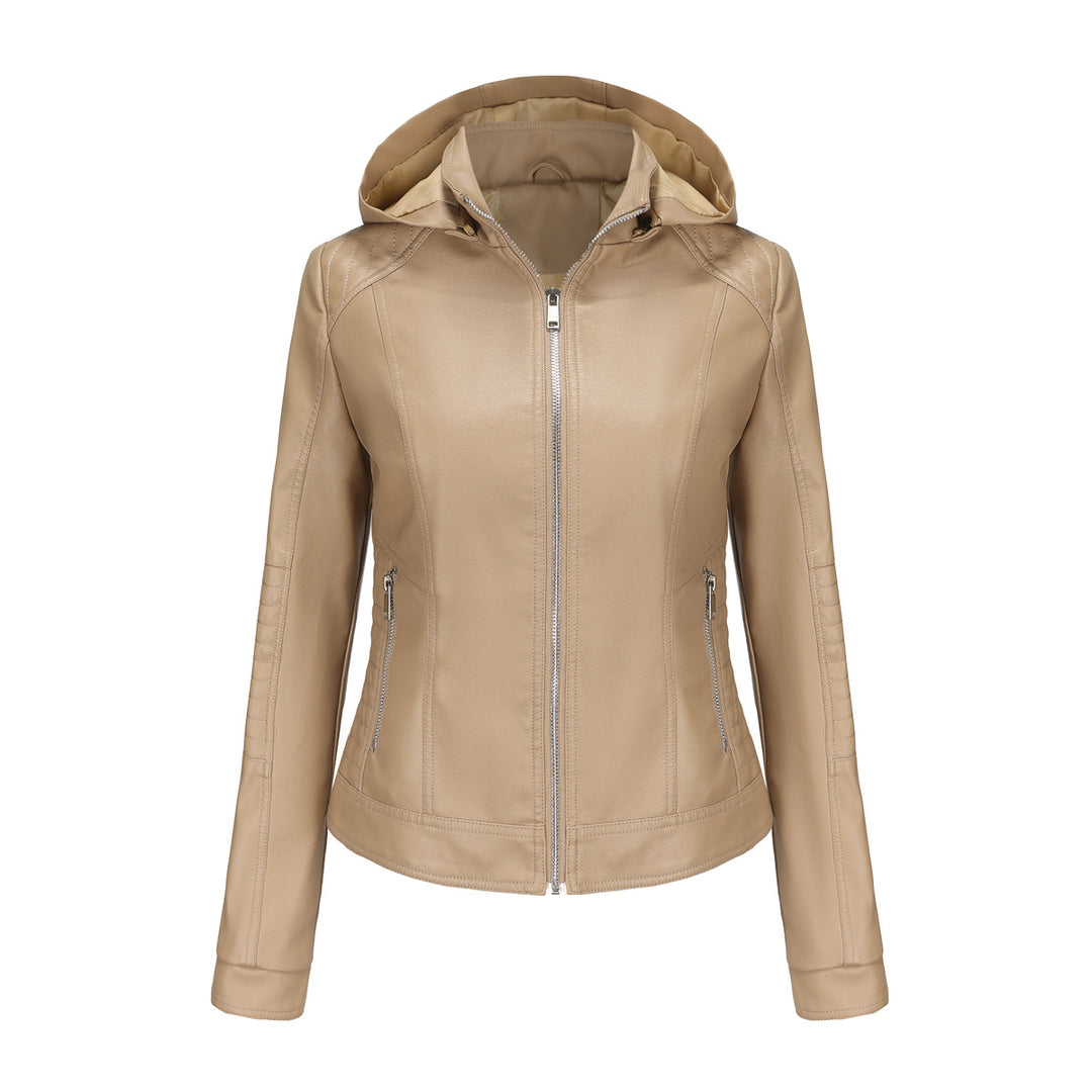 Damen Kapuzenjacke aus hochwertigem Kunstleder Heidi-Mode
