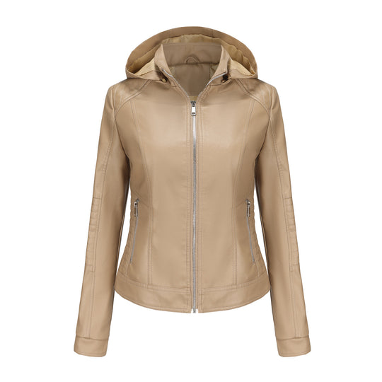 Damen Kapuzenjacke aus hochwertigem Kunstleder Heidi-Mode
