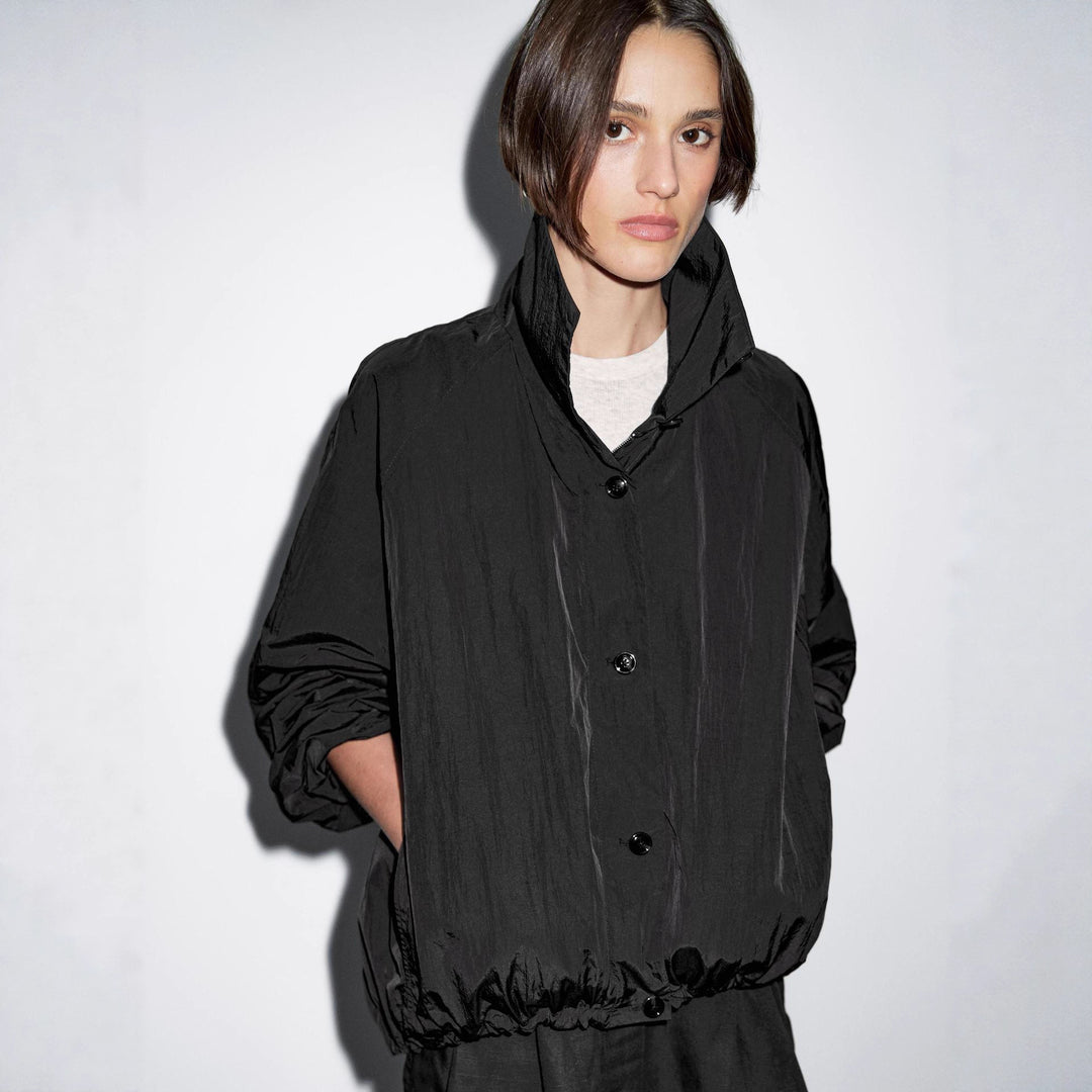 Damen Modische Kurzjacke mit hohem Kragen und elastischem Bund Heidi-Mode