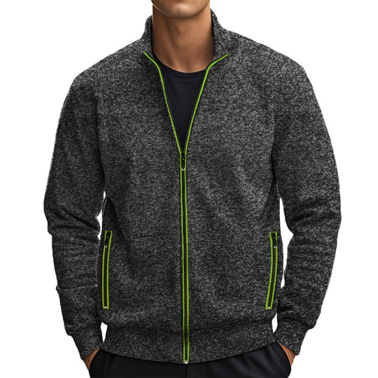 Herren Fleecejacke mit modernem Stehkragen und praktischen Taschen Heidi-Mode