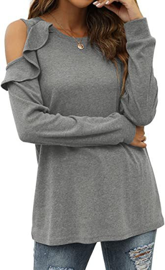 Damen Oberteil mit Schößchen und Cold-Shoulder-Design Heidi-Mode