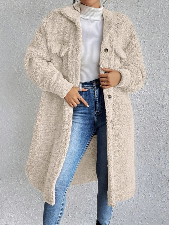 Damen Weiche und gemütliche Teddyjacke im Long-Format Heidi-Mode