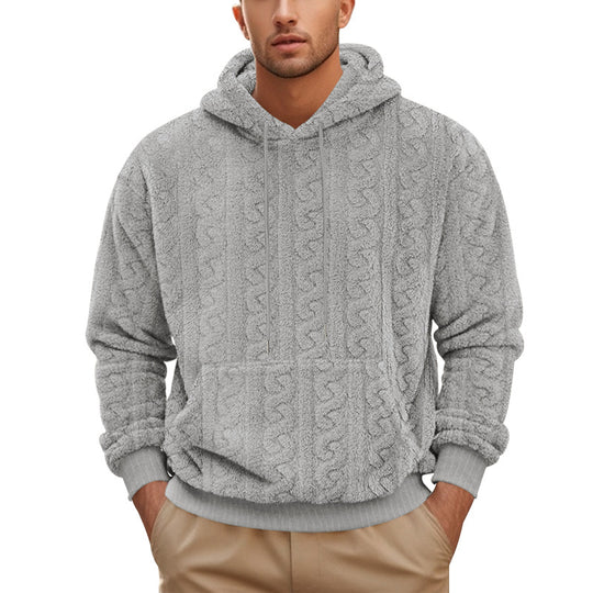 Herren Fleece-Hoodie mit strukturiertem Design und praktischen Taschen Heidi-Mode