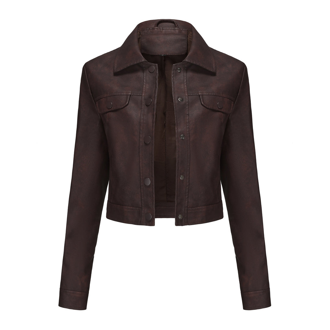 Damen modische kurz geschnittene Lederjacke Heidi-Mode