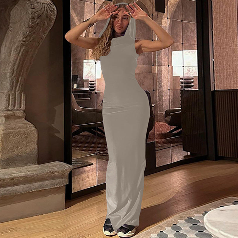 Damen Maxikleid mit Kapuze Heidi-Mode