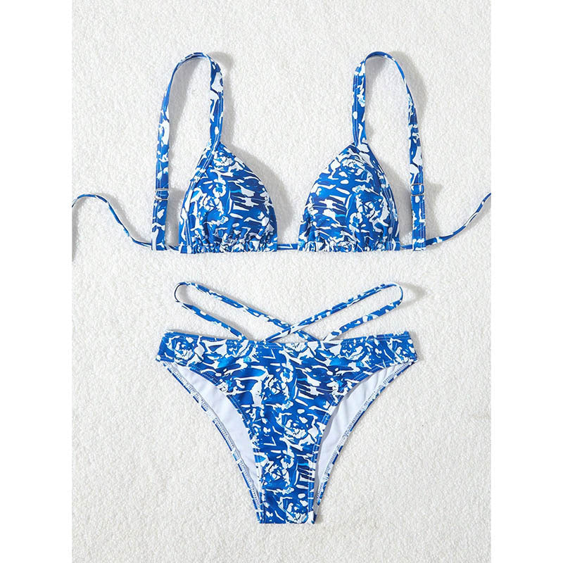Damen Bikini-Set mit kreativem Muster und sexy Schnürdetails Heidi-Mode