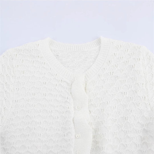 Damen Strickjacke mit Rüschendetails und Knopfleiste Heidi-Mode