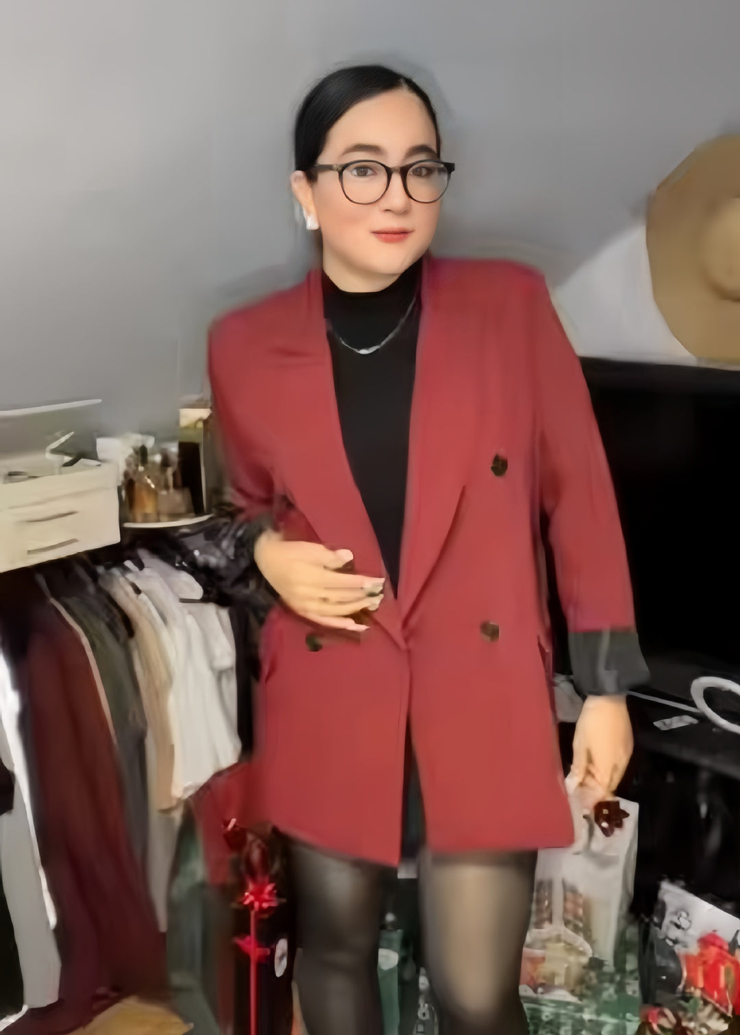 Damen Oversized Blazer mit doppelter Knopfreihe und lässigem Schnitt Heidi-Mode