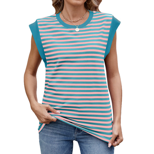 Heidi Mode | Gestreifte kontrastierende kurze Ärmel