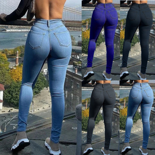 Damen Hochtaillierte Skinny Jeans mit formenden Nähten Heidi-Mode