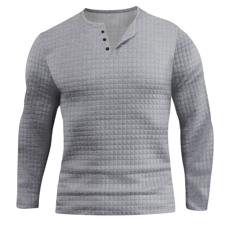 Herren Langarmshirt mit strukturiertem Design und modischem Knopfverschluss Heidi-Mode