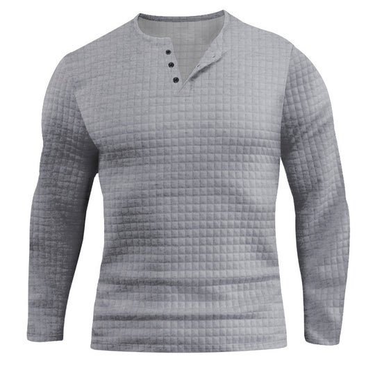 Herren Langarmshirt mit strukturiertem Design und modischem Knopfverschluss Heidi-Mode