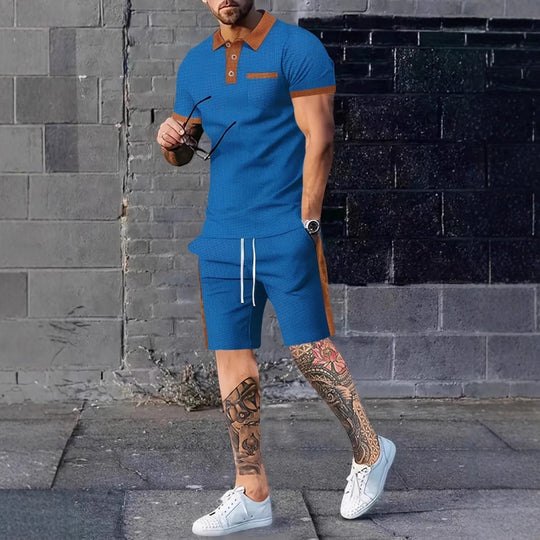 Herren Poloshirt und Shorts Set mit stylischem Kontrastdesign Heidi-Mode