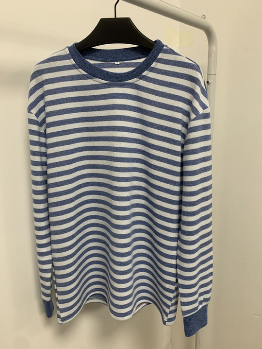 Damen bequemes Langarmshirt mit gestreiftem Design und Rundhalsausschnitt Heidi-Mode